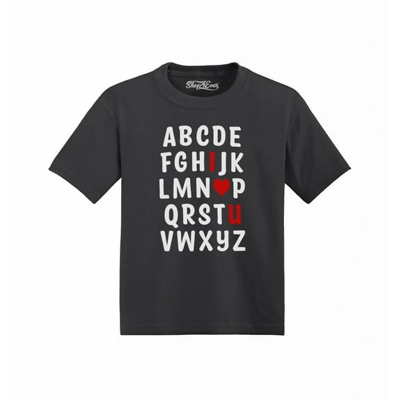 Shop4Ever I Heart U ABC's  Love You Toddler's Cotton T-Shirt 5T/6T Black