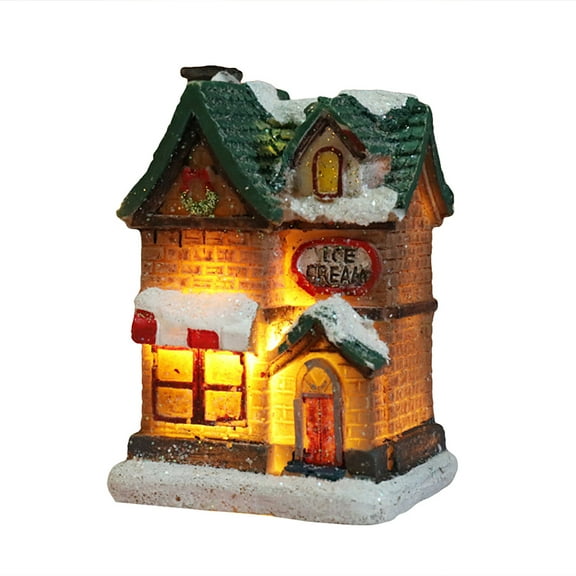 LED Christmas Resin Light House Christmas Decorations Resin Christmas Scene Village House Town for Christmas Gifts