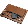 thumbnail image 5 of for iPad Pro 13" 2024 M4 7th Generation A2925/A2926/A3007 Envelope Wallet Back Case, Premium PU Leather Zipper Pocket Kickstand with Shoulder Strap & Hand Strap Cover - Brown, 5 of 7