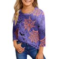 thumbnail image 2 of Abcomgle Girls Halloween Shirts 5t Spooky Bat Spider Graphic T-Shirts for Kid Girls Crewneck 3/4 Sleeve T Shirts for Girls Fall Funny Scary Top for Girls,9-10 Years, 2 of 7