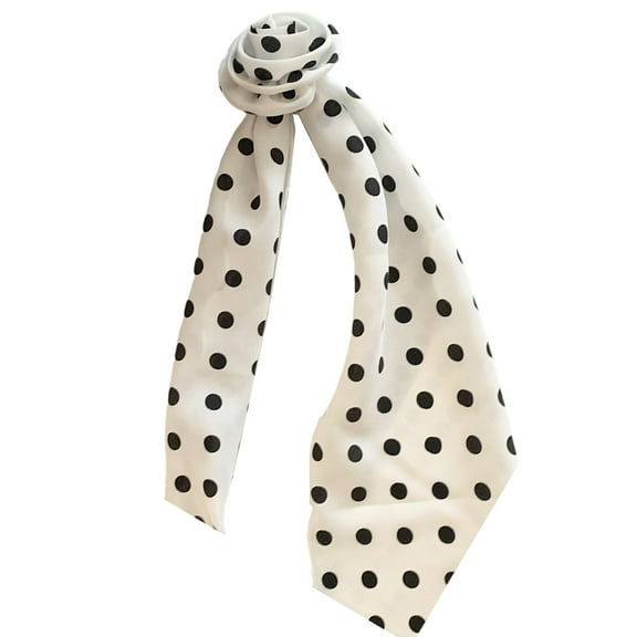RUISINERY Elegant Long Round Dot Rose Pattern Scarf Silk Feel Neckerchief Feature Soft Fabric for Women Fashion Accessory