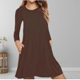 thumbnail image 4 of Tbopshirt Tops for Women,Ladies Fashion Casual Long Sleeve Pure Color Loose T-shirt Dress with Pockets Shirt, 4 of 5