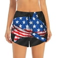thumbnail image 2 of Rocae Shark With USA Flag for Women's Athletic Shorts Workout Hiking Shorts Athletic Shorts for Running, Yoga, Gym, Sports-X-Large, 2 of 7