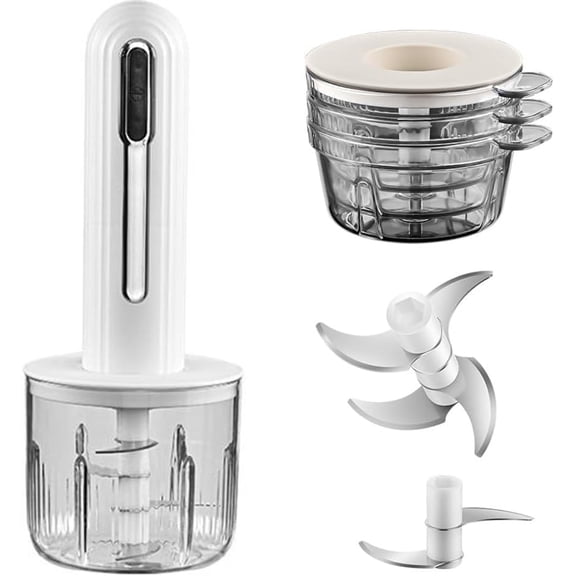 Cordless electric meat grinder, Electric food chopper with a 4-cup capacity, Suitable for meat, onions, vegetables, garlic, baby food, and chopping/mixing meat.