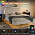 thumbnail image 3 of Faitaliicy Floating Queen Bed Frame With Led Lights Upholstered Platform Bed Frame Modern Full Size Bed Frame Metal King Size Bed Frame With Headboard No Box Spring Needed Easy Assembly, 3 of 8