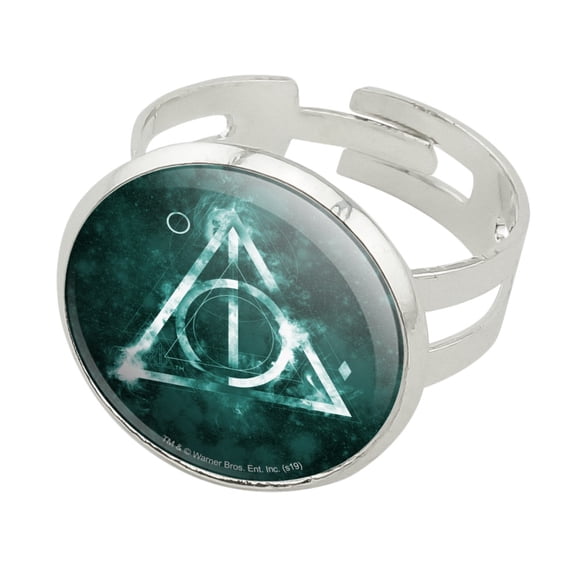 Harry Potter Deathly Hallows Logo Silver Plated Adjustable Novelty Ring