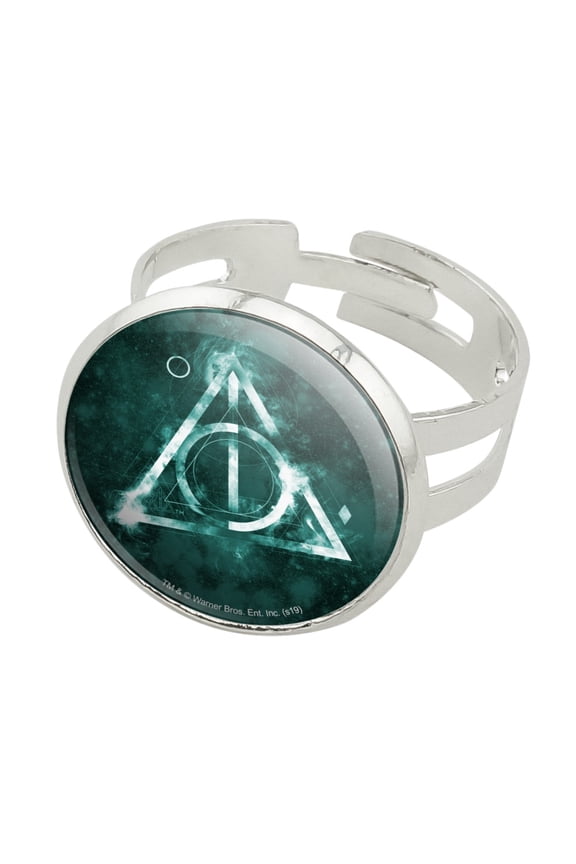 Harry Potter Deathly Hallows Logo Silver Plated Adjustable Novelty Ring
