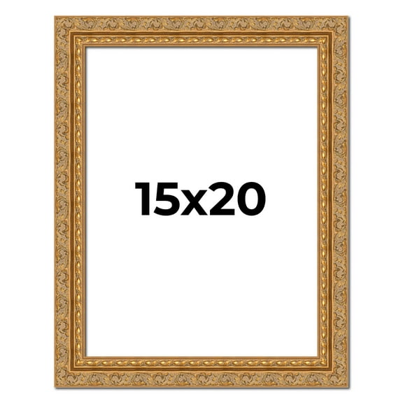 15x20 Frame Gold Ornate Solid Wood Picture Frame | 2 Inch Moulding Width | Firman Traditional Photo