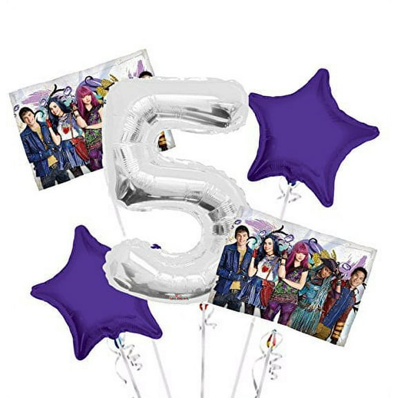 Descendants Balloon Bouquet 5th Birthday 5 pcs - Party Supplies