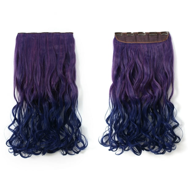 Onedor 20 Curly 3 4 Full Head Dip Dye Two Tone Color Clip In Hair Extension Purple Blue Ombre Twotone T2127t T2511t Walmart Com Walmart Com - roblox wavy black ombre extensions