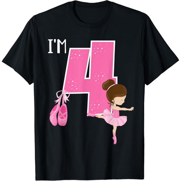 Sam Soft Girl'S 4 Year Old Ballerina 4Th Birthday Party Ballet Dancer T-Shirt Full Size S-5Xl