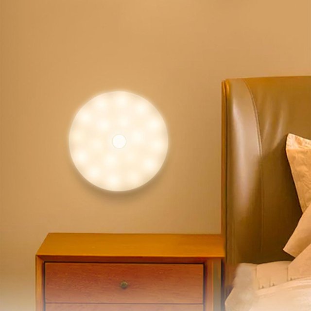 FELTREE Button Style LED Wall Light Battery Powered 360° Soft Lighting White