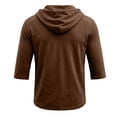 thumbnail image 4 of Vxararl3/4 Sleeve Hoodies for Men Trendy Hooded Graphic Sweatshirts Fall Winter Fleece Hoodies Big and Tall Loose Sweaters Coffee 3XL, 4 of 6
