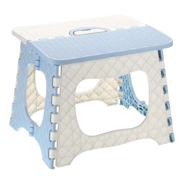 Uxcell Taburete Plegable de 9" para Adultos Capacidad de 275 lbs Taburete Antideslizante con Mango Taburetes Colapsables Azules
