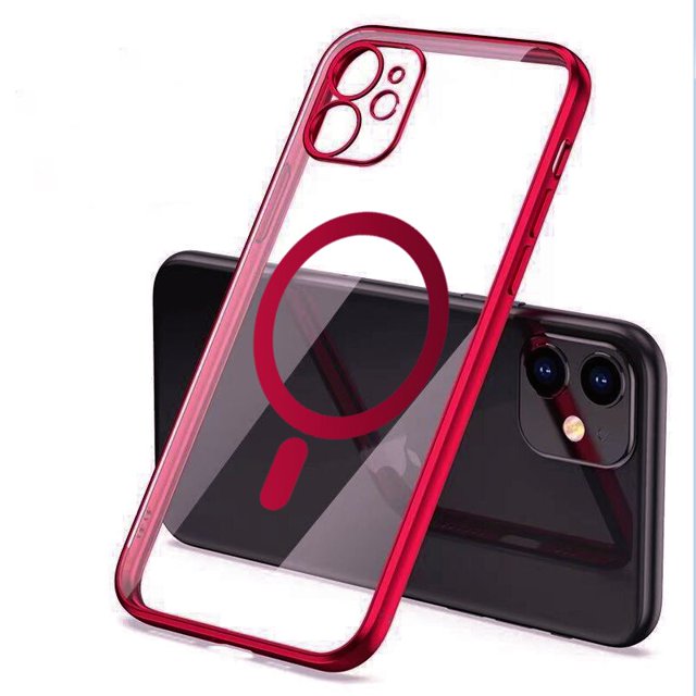 Funda magnética de silicona transparente para iPhone 12 13 11 14 Pro Max X Xs Xr 7 8 Plus Cargador inalámbrico Magsafing Electroplate Cover Tan Jianjun unisex