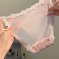 thumbnail image 5 of Women's Lingerie Hipsters Low Rise Flower Lace Trim Strappy Panties Sheer Mesh Satins Sweet Bowknot Underwear Briefs, 5 of 9