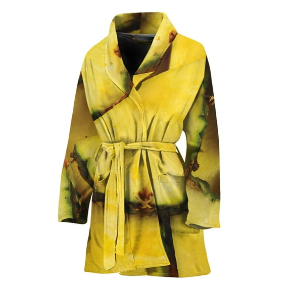 Pineapple Slices Women Bathrobe One Size Univeral Fits, Pineapple Aloha Tropical Fruits Hawaiian Fashion Lightweight Plush Fleece Long Robe For Women