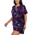 thumbnail image 2 of Bixox Women's Purple Butterfly Printed Pajama Set 2 Piece Lounge Set Top and Shorts Soft Pajamas, Shorts with Pockets, 2 of 7