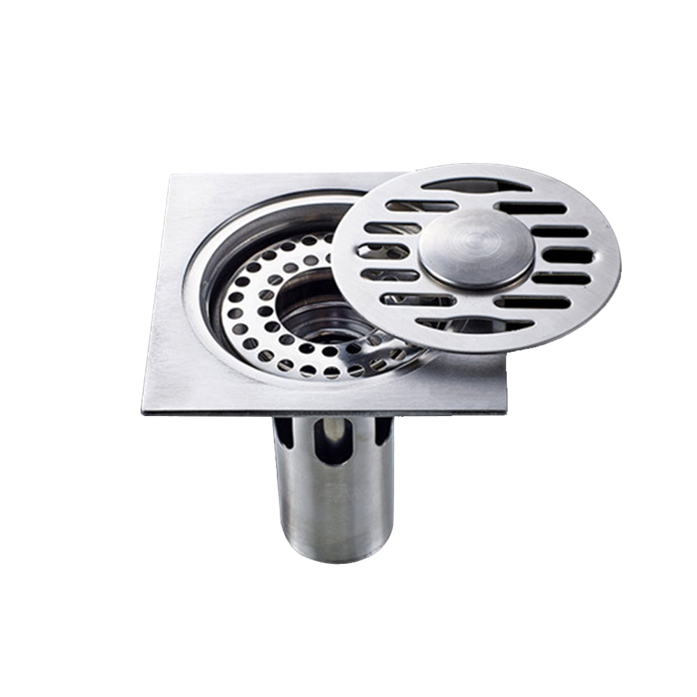 SHUGUANG Shower Drain with Removable Cover Stainless Steel Floor Drain Anti Odor Anti Clogging Shower Floor Drain Multipurpose Drainage Systems with Hair Strainer for Corner,50 Pipe Diameter