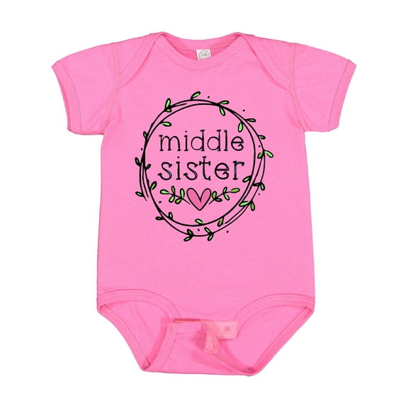 Inktastic Middle Sister Leaves, Circle, Heart Girls Baby Bodysuit