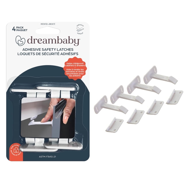 Cierres de Seguridad Adhesivos Dreambaby para Cajones, Paquete de 4