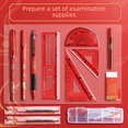 thumbnail image 1 of Título de la lista de oro del examen, tarjeta recubierta, juego de papelería para exámenes, lápiz 2B, bolígrafo de gel, bolígrafo de agua, regla, 14 piezas, 1 of 3