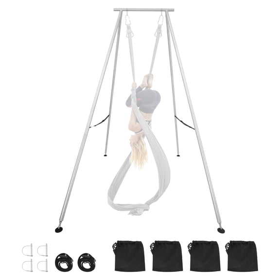 VEVOR Yoga Stand Frame, 9.6 ft Length Swing Stand, Max 551.2 lbs Load Triangular Structure Aerial Rig, Aerial Silk Stands for Yoga Enthusiasts, Non-Slip Base, Lightweight, Detachable Design