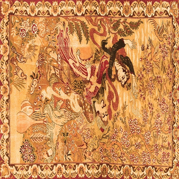Ahgly Company Indoor Square Animal Orange Traditional Area Rugs, 4' Square