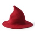 thumbnail image 1 of Sombrero de bruja moderno para mujer, gorro tejido con aguja de ala ancha, sombrero de fieltro para Cosplay de Halloween, disfraz de lana plana oso de fresa  vestir, 1 of 5