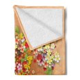 thumbnail image 2 of Floral Soft Flannel Fleece Blanket, Summer Season Sale Banner with Paper Flowers and Black Frame Illustration, Cozy Plush for Indoor and Outdoor Use, 60" x 80", Orange Red and White, by Ambesonne, 2 of 5