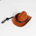 thumbnail image 5 of choyaxo Pet Cowboy Costume Cosplay Cap Halloween Costumes for Dogs Cat Pet Party Decoration Mini Cowboy Hat (Brown, Small), 5 of 10