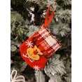 thumbnail image 6 of Christmas Joy, Set of 4, 3D Christmas Theme Stockings Gift & Candy Bag & Tableware Holder Ornament Animated Santa Reindeer Snowman Dog, Red Plaid, Set of 4, 6 of 11