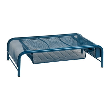 Mind Reader - Monitor Stand, Ventilated Laptop Riser, Paper Tray, Storage, Office, Metal Mesh, 20"L x 11.5"W x 5.5"H - Turquoise