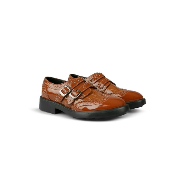 Zapatitos para Niña en Charol con Detalle de Hebillas color Café Dogi Zapato