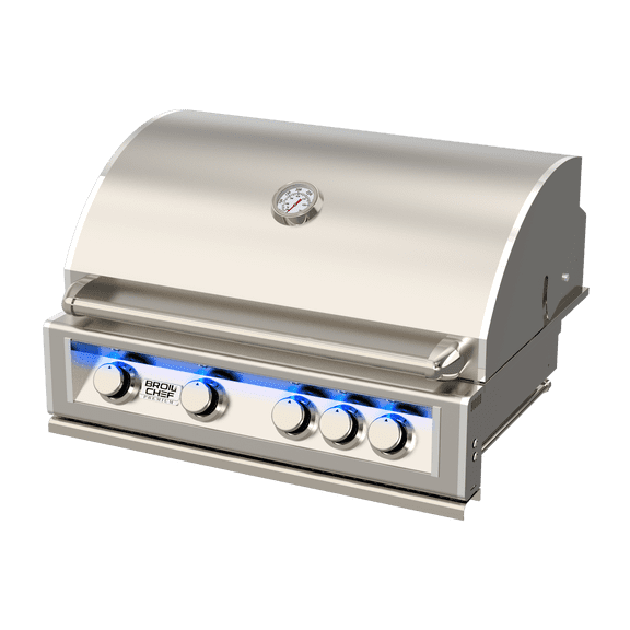 BroilChef Premium Built-In Gas Grill 5-Burner Silver Propane Built-In Grill Head with Infrared