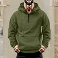 thumbnail image 5 of Men's Hoodies Casual Pullover Hooded Sweatshirt Long Sleeve Quarter Zip Hoody Tops With Kangaroo Pocket Green XXL, 5 of 5