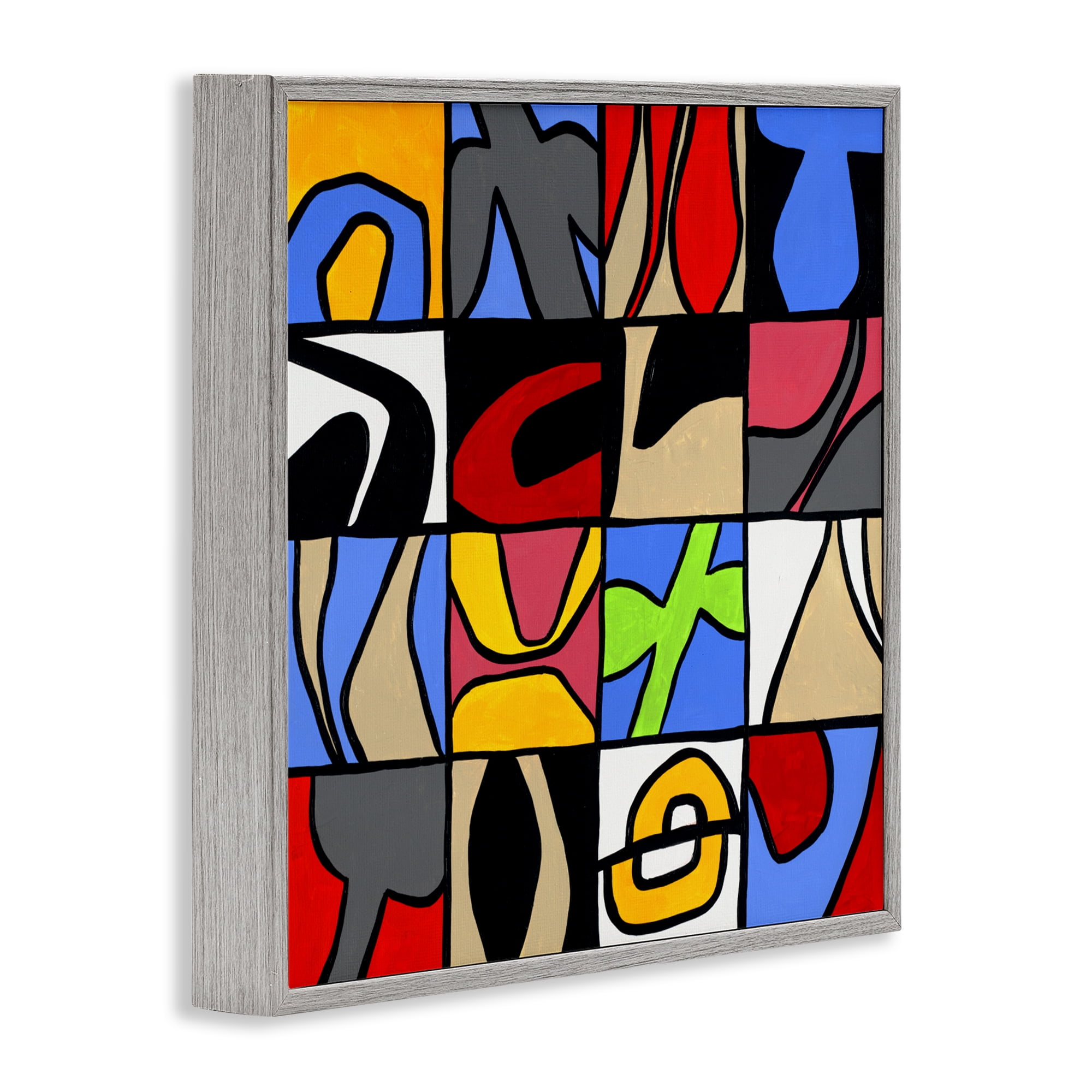 Stupell Industries Alternating Contrast Shapes Abstraction Gray Framed Giclee Art, design by Ruth Fromstein