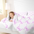 thumbnail image 3 of Manfei Light Purple Bow Queen Comforter Set for Girls, Cartoon Bowknot Style Bedding Comforter Set, Reversible, 3-Piece, 3 of 6