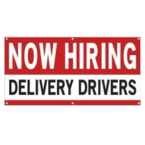 Now Hiring Delivery Drivers 13 oz Heavy Duty Vinyl Banner Delivery Driver Jobs Available Help Wanted Sign for Business Indoor/Outdoor Single-Sided with Metal Grommets(1.5x5 ft, Wh & Re & Bk)