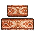 thumbnail image 2 of Boho Orange Farmhouse Cute Tribal Aesthetic Kitchen Mats for Floor 2 Piece Cushioned and Non-Skid Washable Floor Mat for Home Kitchen Decor or Office 17x29+17x47 Inch Black Edge, 2 of 7