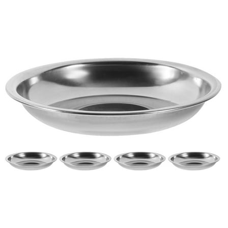 CYLINDSOME 5pcs Stainless Steel Round Plate Appetizer Tray Sauce Dipping Dish Snack Serving Plate