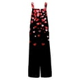 thumbnail image 5 of Fgvctg Valentine's Day Overalls for Women Wide Leg Pant Date Night Spaghetti Straps Romantic Love Heart Print Jumpsuits Sleeveless Bib Overalls Sprimg Romper Clothing With Pockets Wine L, 5 of 6