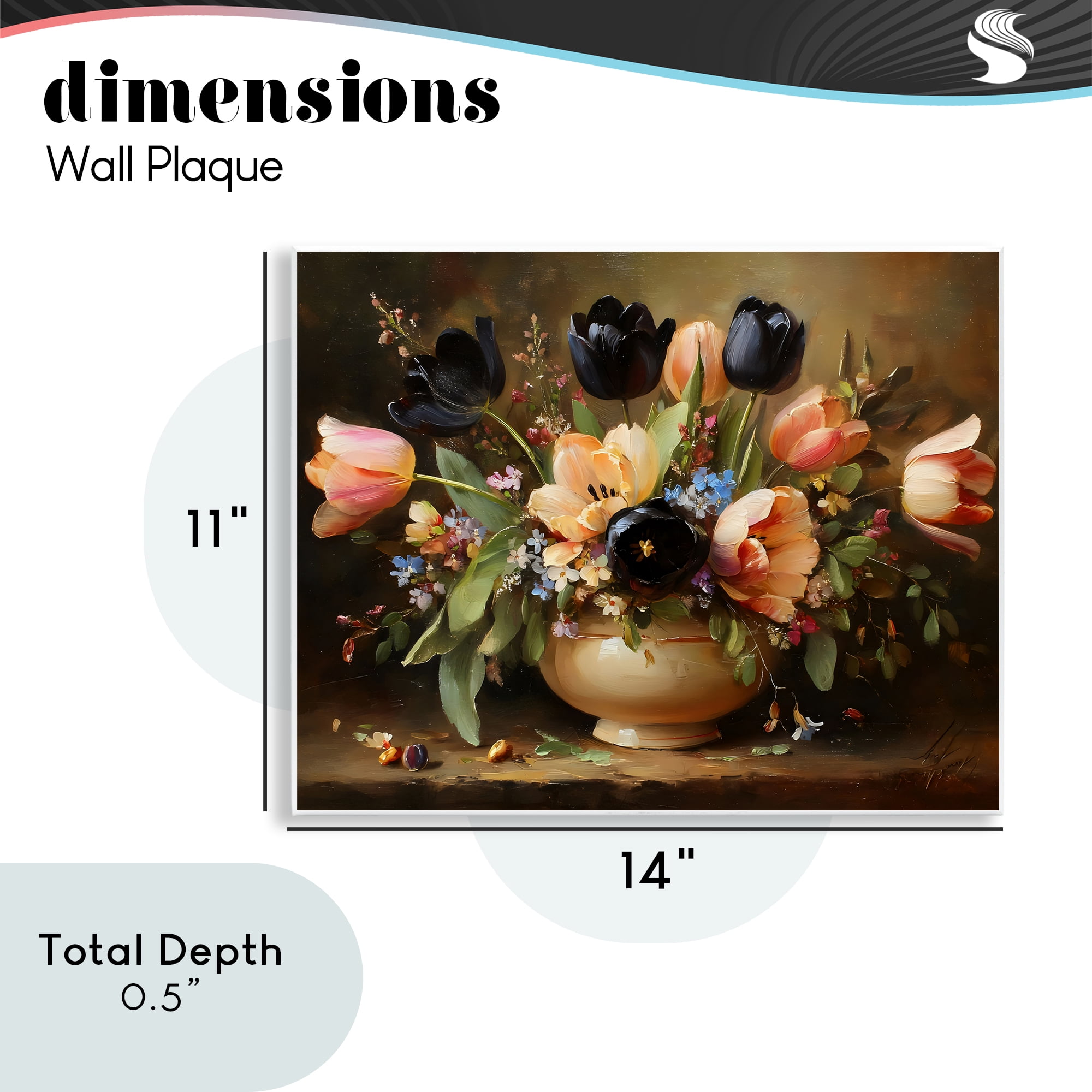 Stupell Industries Black Tulips & Peach Bouquet Wall Plaque Art, design by Franklyn Gregory