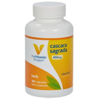 The Vitamin Shoppe Cascara Sagrada 450MG (Rhamnus Purshiana Bark), Herbal Supplement that Supports Healthy Regularity (100
