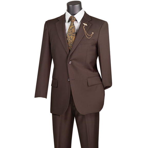 Men's Vinci Suits Modern Fit 2 Button Suit Brown Size 56 Long