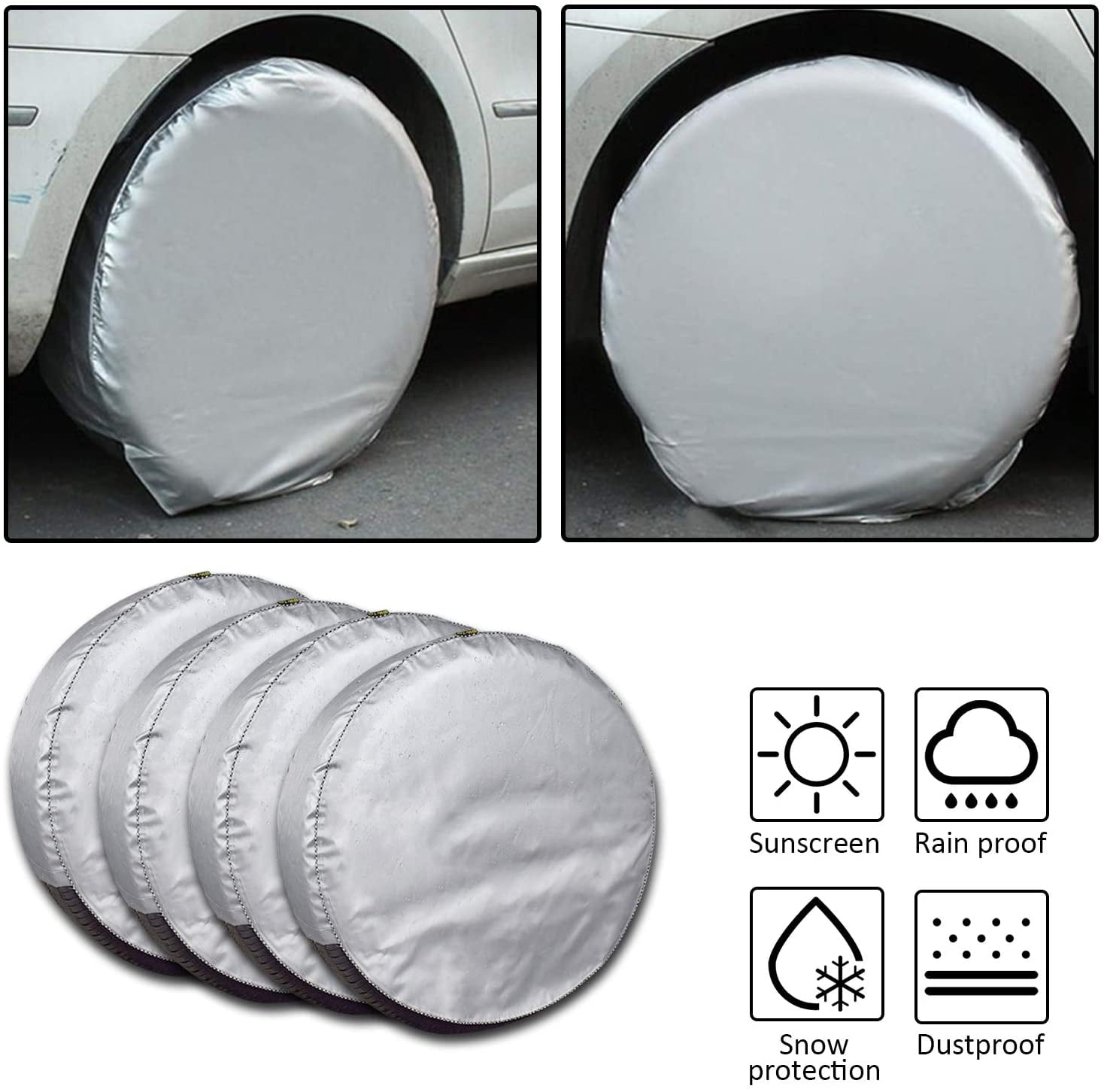 Set of 4 Tire Covers,Tire Covers for RV Auto Truck Car Camper Trailer