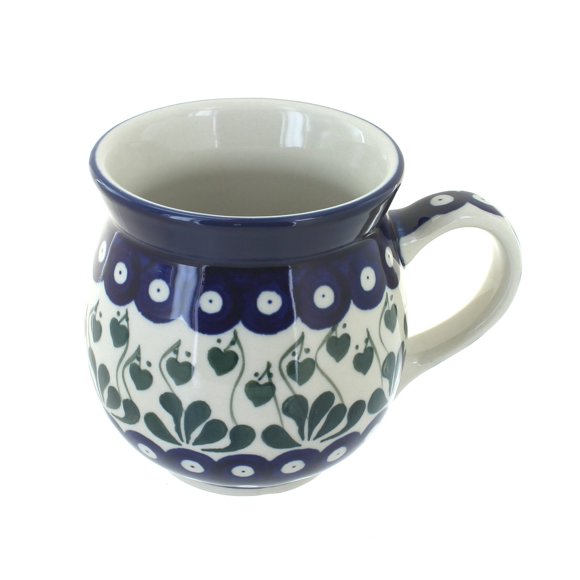 Blue Rose Polish Pottery Peach Posy Bubble Mug