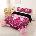 thumbnail image 2 of Erosebridal Dreamy Princess Style Full Size Comforter Sets,Pink Flowers Floral Bedding Sets For Kids Girls,Reversible black,3pcs, 2 of 7