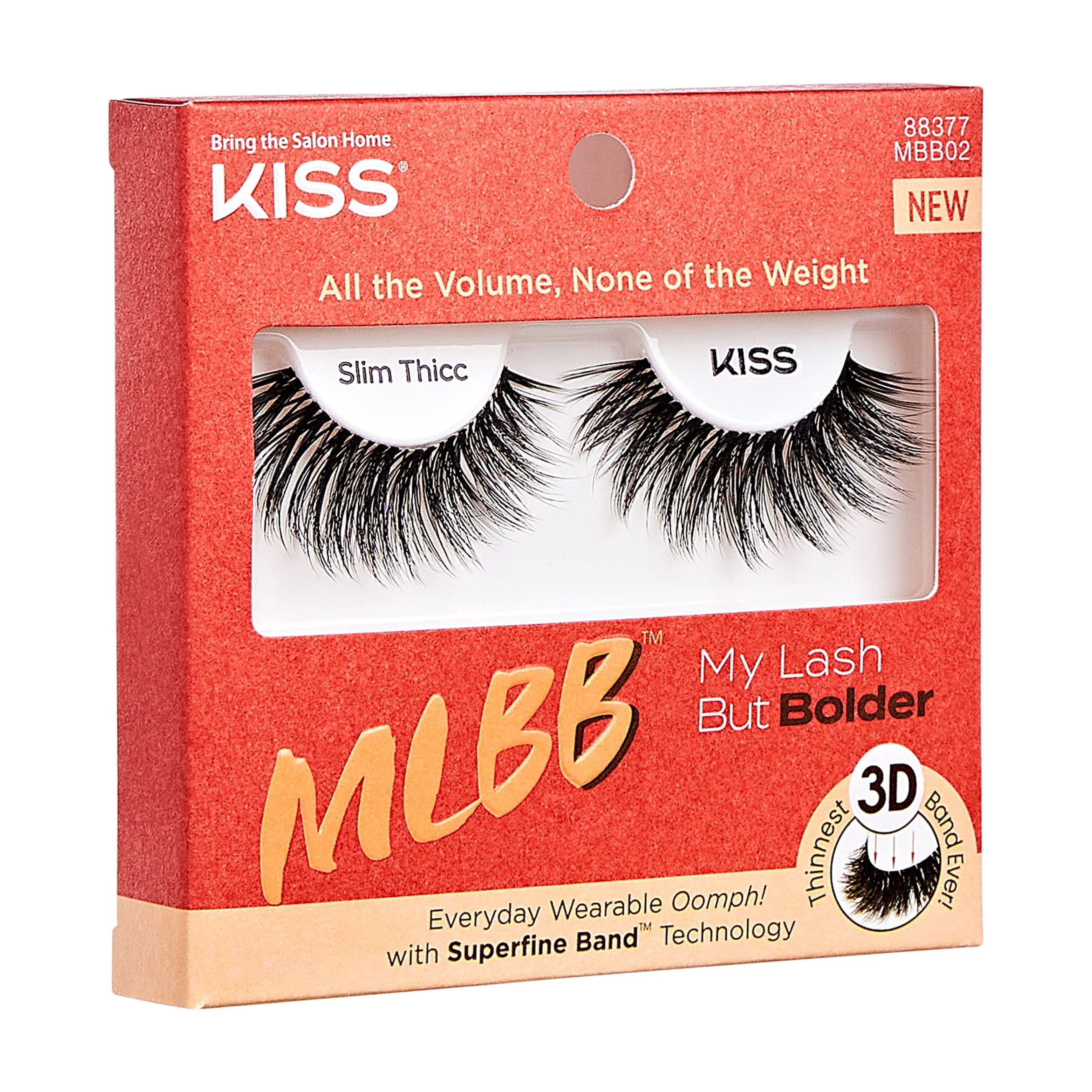 Kiss My Lash but Bolder 3D Volume False Eyelashes, Strip Lashes, Big Personality, Black, 1 Pair