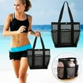 thumbnail image 2 of LSLJS Beach Bag Tote Bag Portable Mesh Storage Beach Bag Large-capacity Mesh Travel Wash Bag Hollow Bath Bath Bag 4 Pockets For Beach Seaside Swimming Pool Summer on Clearance, 2 of 4